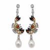 Crab-shaped dangling silver earrings