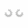 White gold circle stud earrings with zirconia