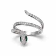 Snake silver ring with cubic zirconia