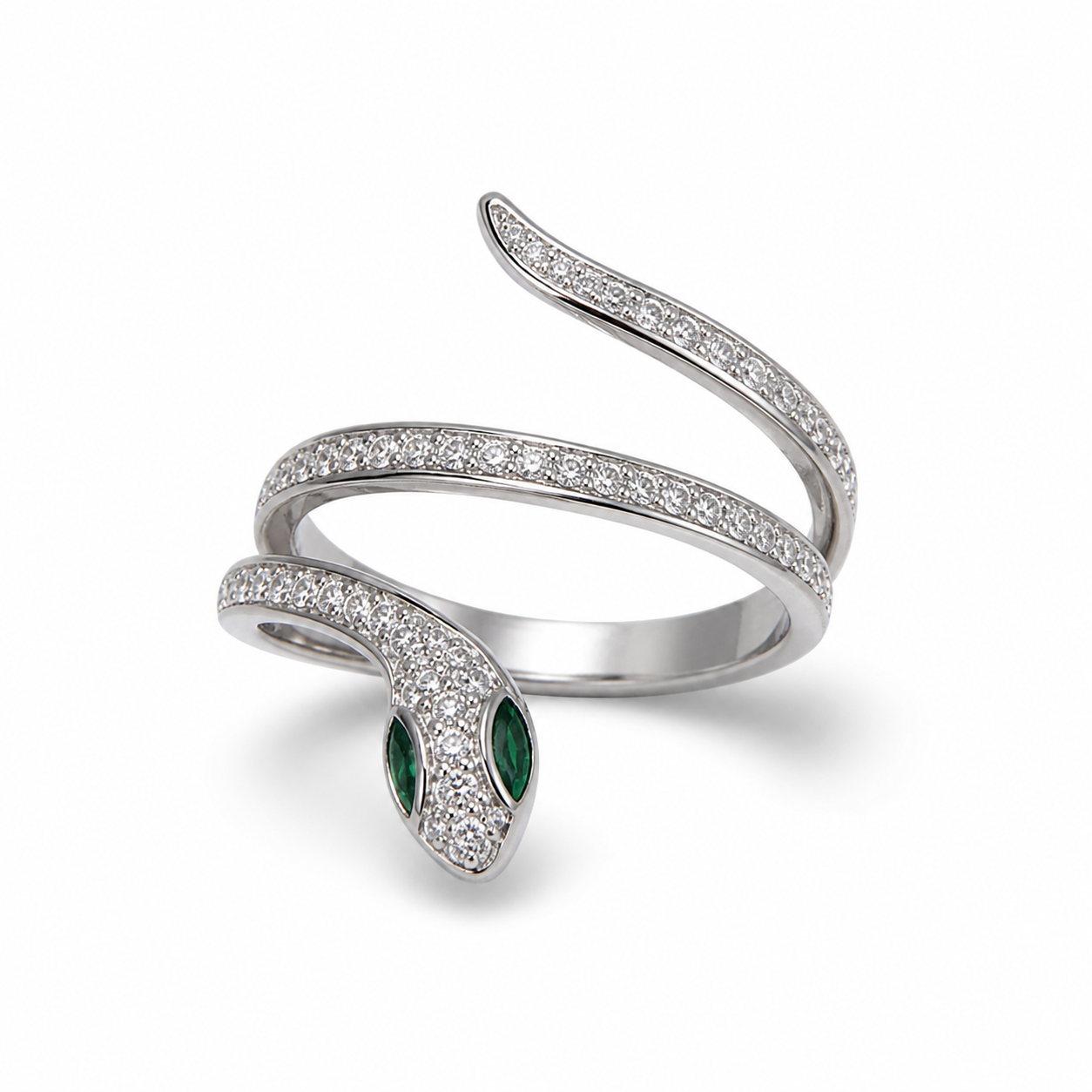 Snake silver ring with cubic zirconia