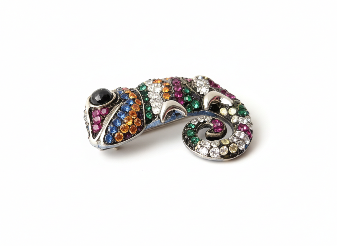 Chameleon silver pendant