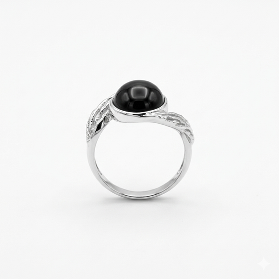 Black onyx silver ring