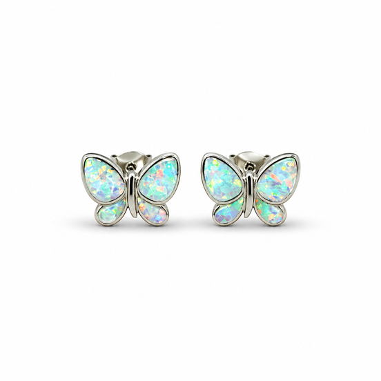 Small silver butterfly shaped earrings