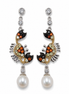 Crab-shaped dangling silver earrings