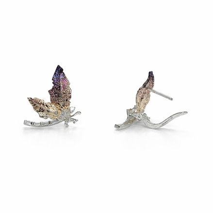 Dragonfly silver earrings
