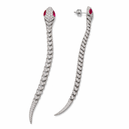 Sterling silver paved snake earrings - long