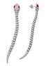 Sterling silver paved snake earrings - long