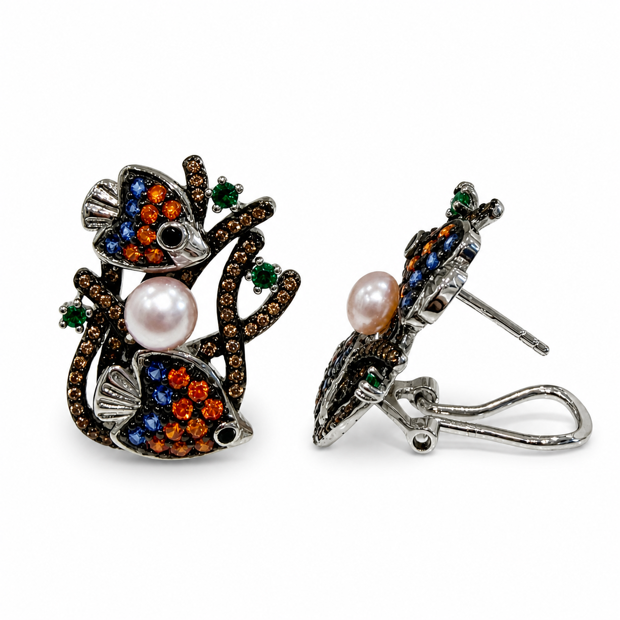 Silver fish earrings