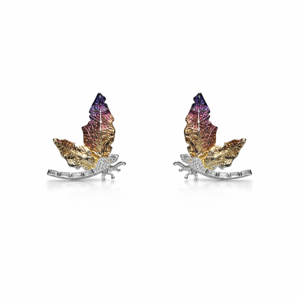 Dragonfly silver earrings