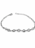 Silver bracelet with heart-shaped charms on a white background