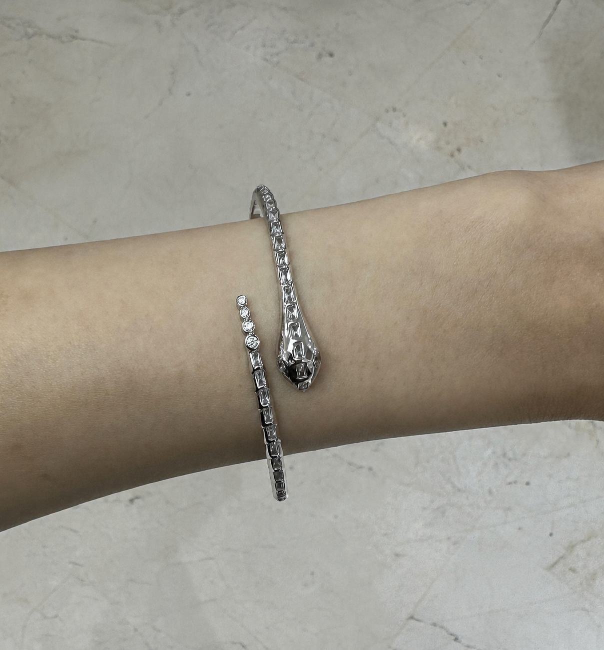 Snake silver bangle