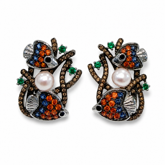 Silver fish earrings