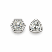 Silver asymmetric earrings with moissanite stone