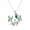 Floral butterfly necklace- emerald