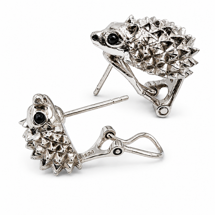 Hedgehog silver earrings