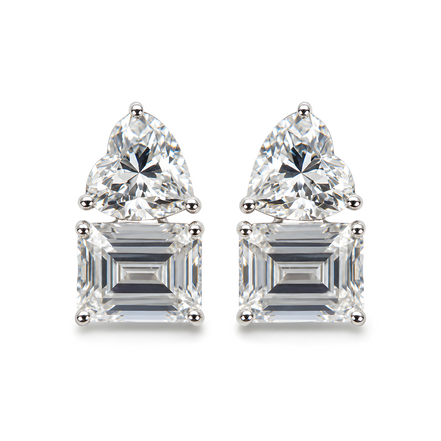 Silver stud earring Moi et Toi