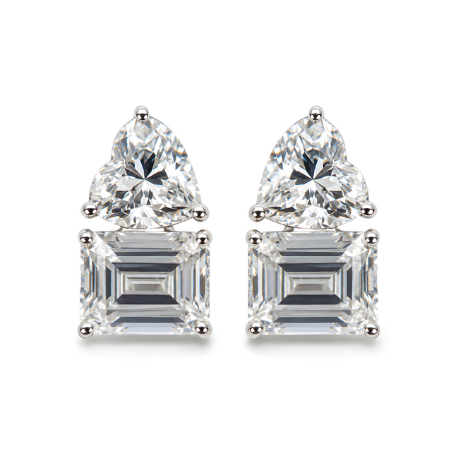 Silver stud earring Moi et Toi