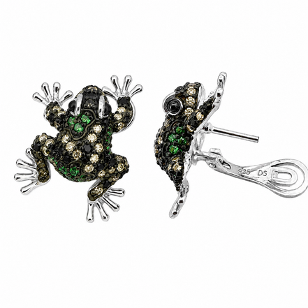 Frog silver earrings