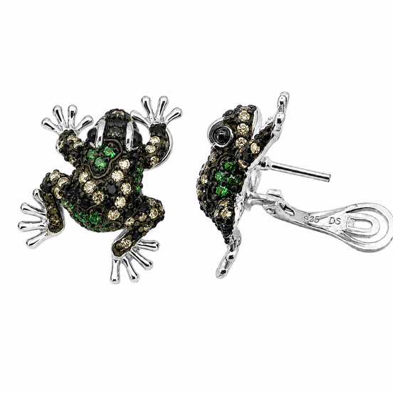 Frog silver earrings