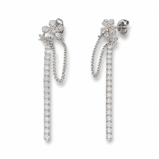 Long dangle silver earrings