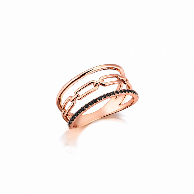 Rose gold ring with chain detail