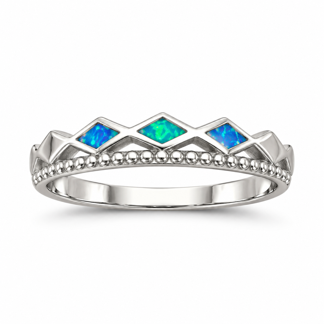 Silver ring with opal