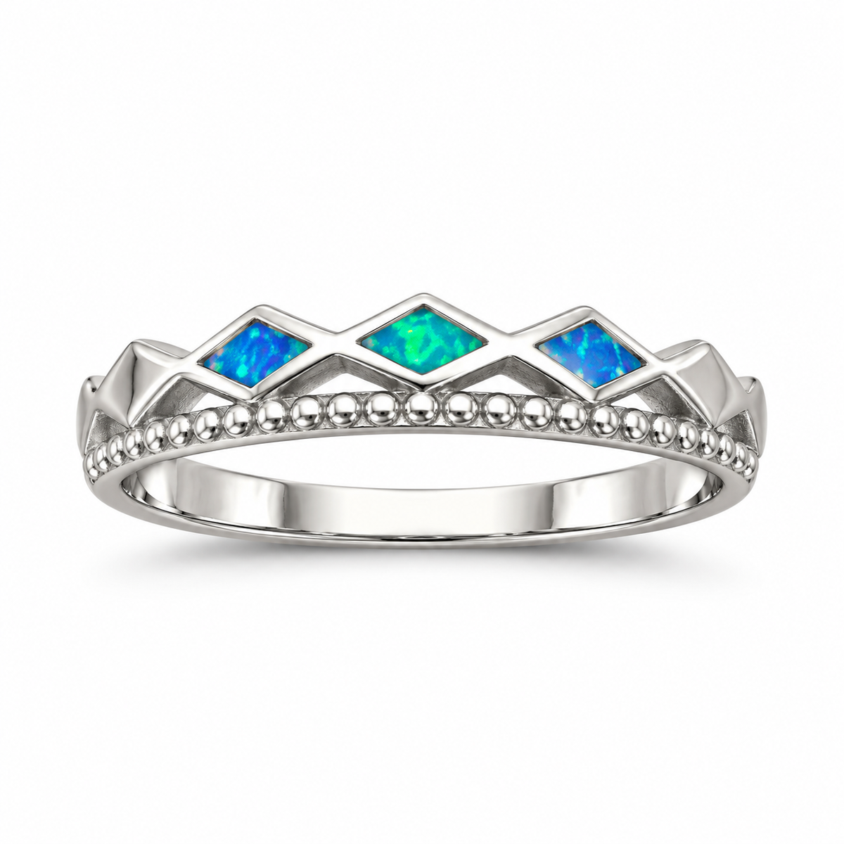 Silver ring with opal