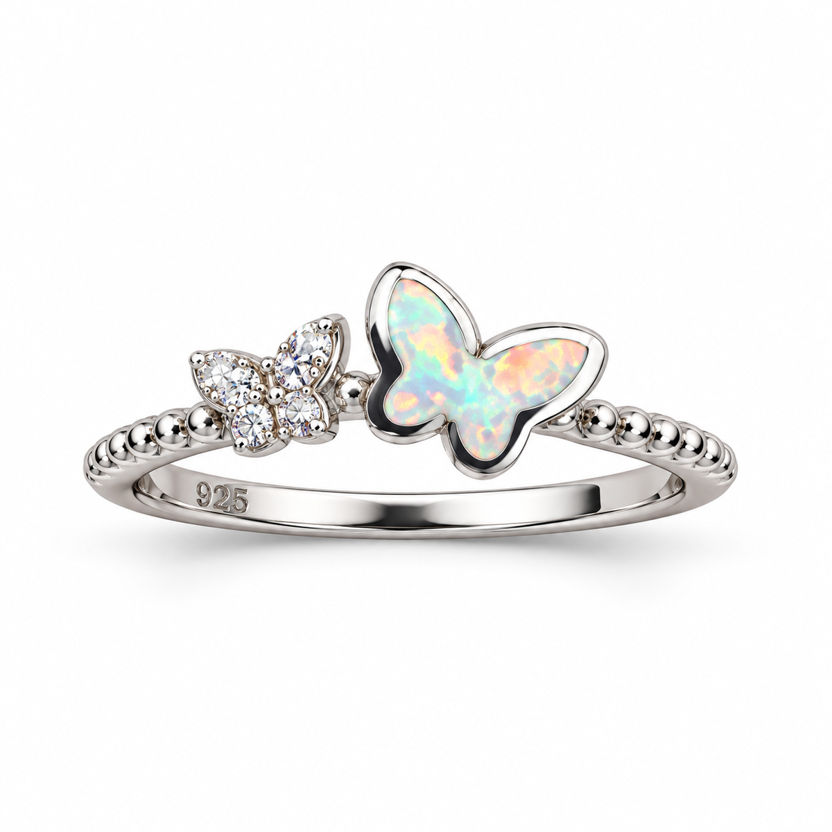Butterfly opal silver ring