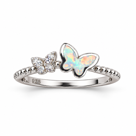 Butterfly opal silver ring