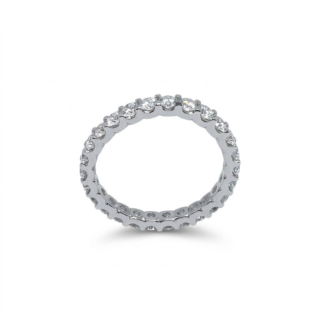 Сребърна халка с кубични циркони (Eternity band)