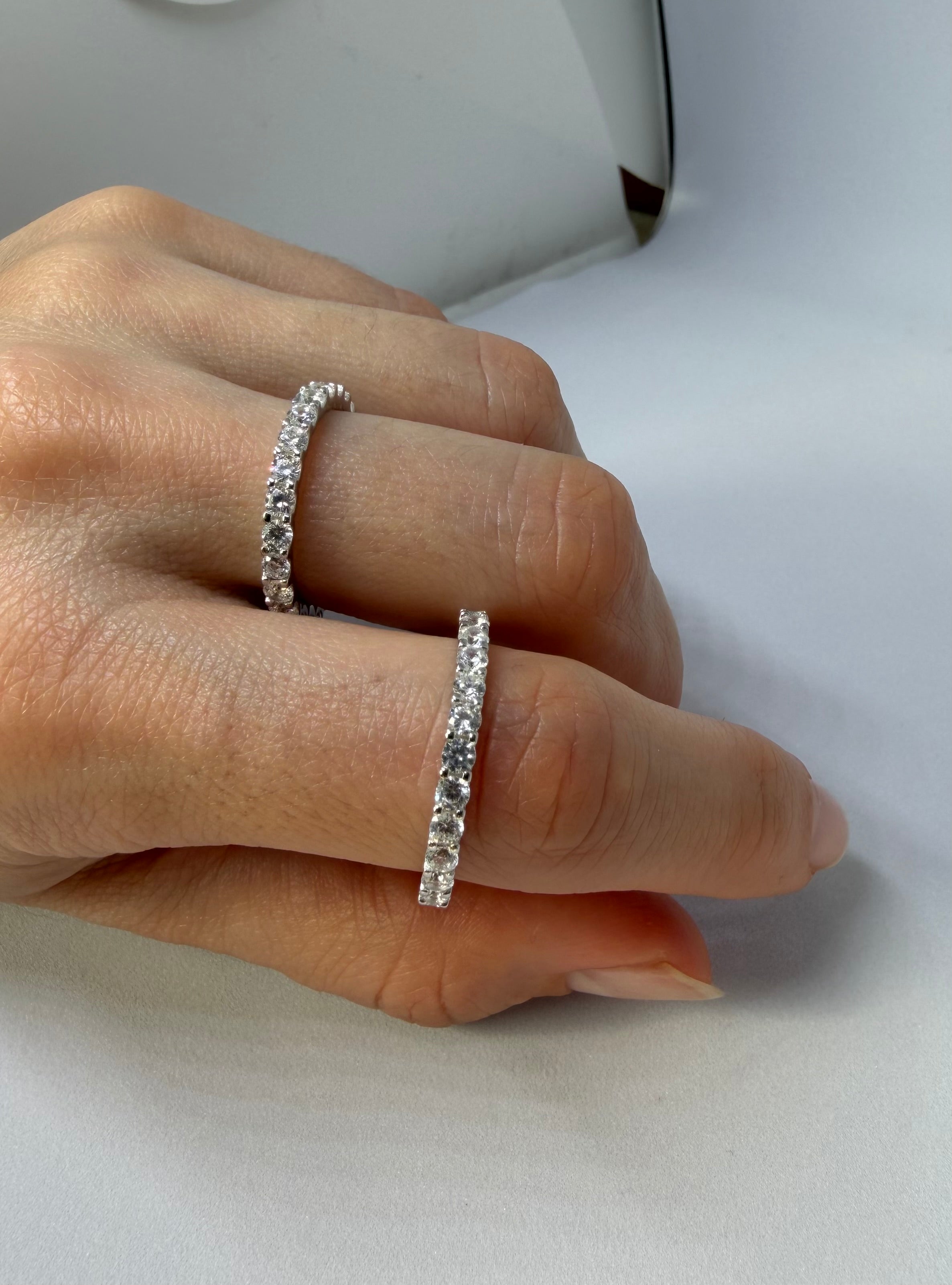 Сребърна халка с кубични циркони (Eternity band)