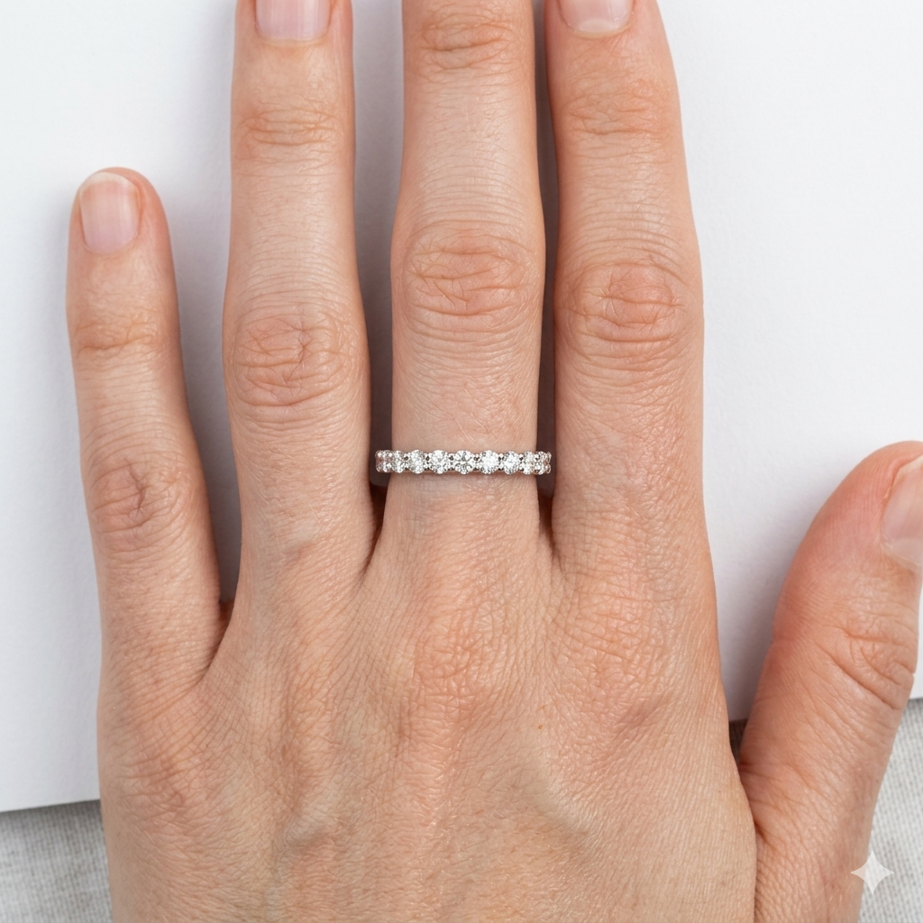 Сребърна халка с кубични циркони (Eternity band)