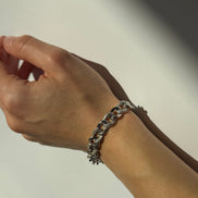 Silver chain bracelet with cubic zirconia