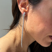 Sterling silver paved snake earrings - long