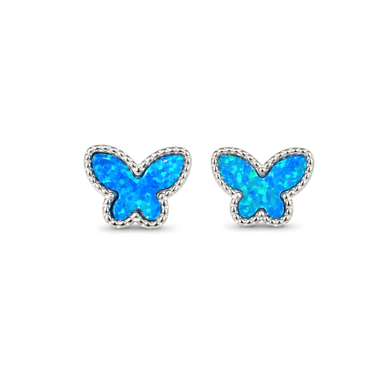 Small silver butterfly shaped earrings