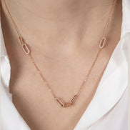 Rose gold necklace with chain details
