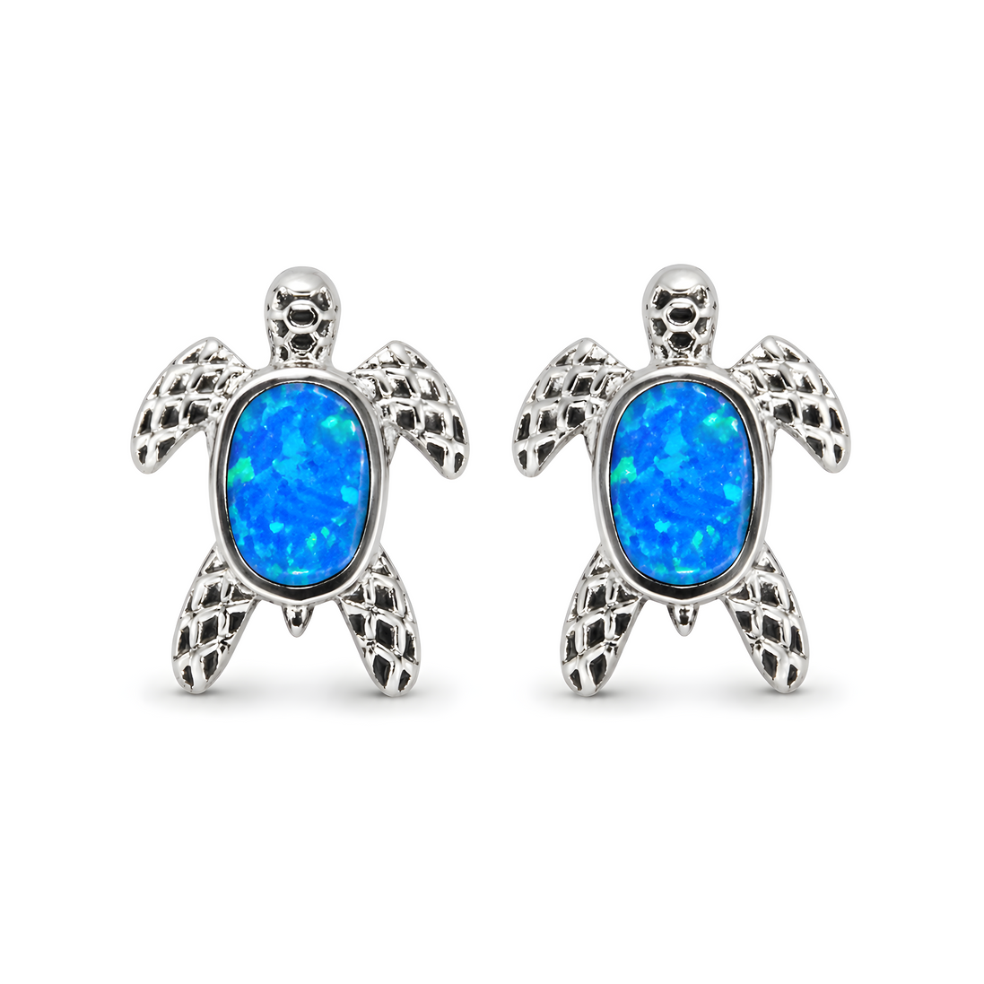 Small turtle shaped silver earrings
