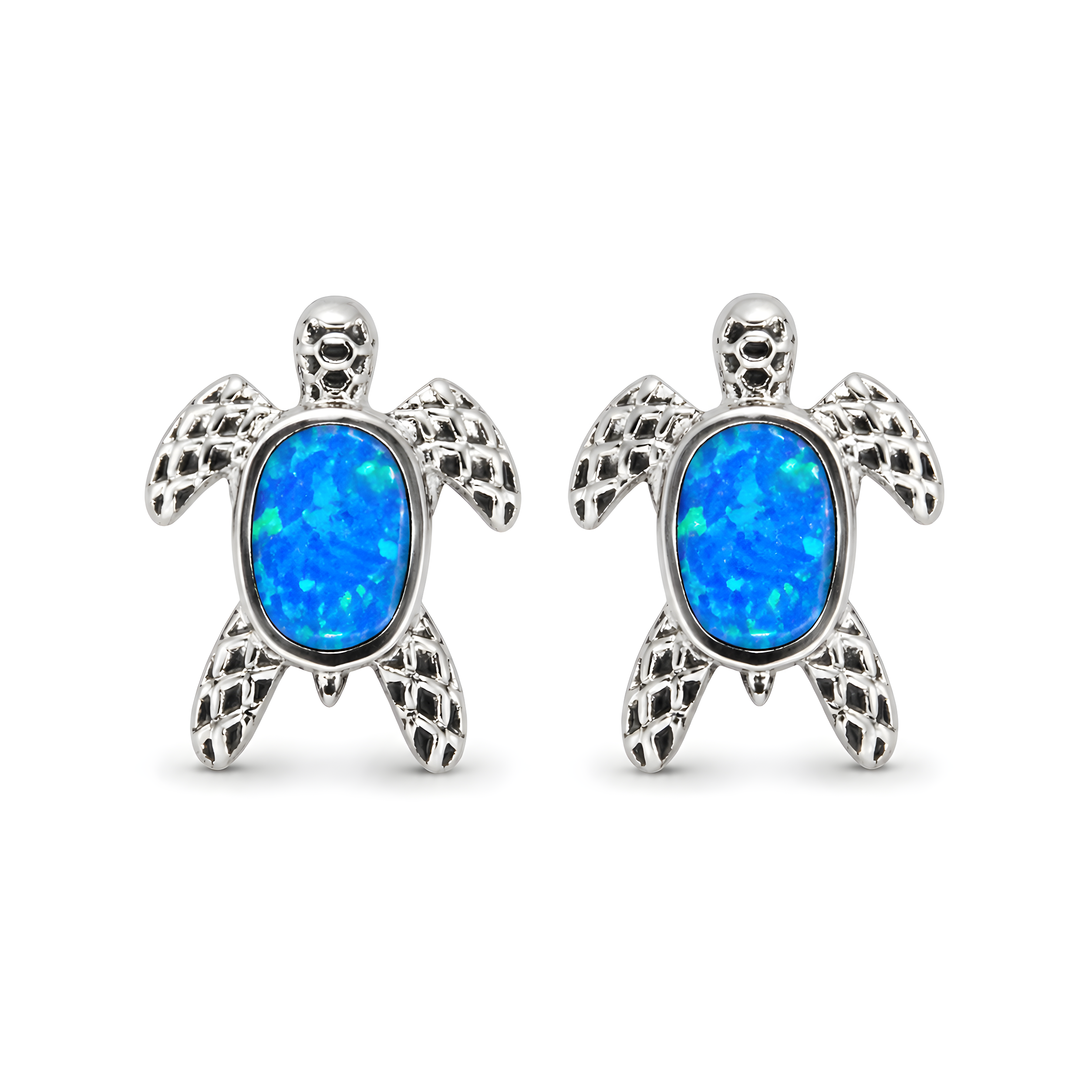 Small turtle shaped silver earrings