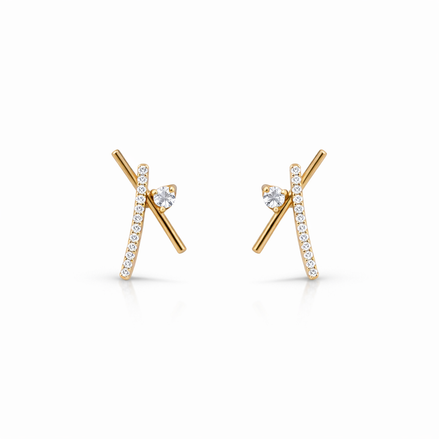 Gold earrings with cubic zirconia