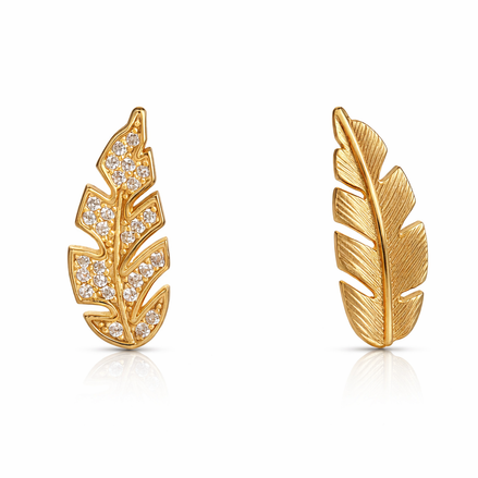 Leaf-shaped gold earrings