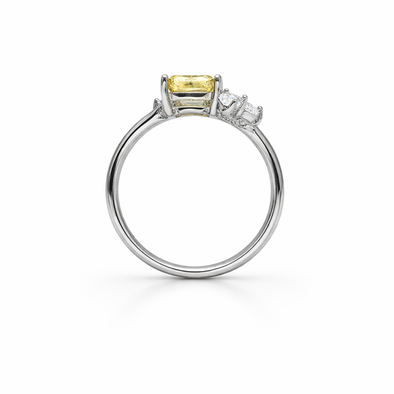 Sterling silver statement ring with yellow and white zirconia