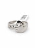 Silver ring with embedded cubic zirconia stones on a white background