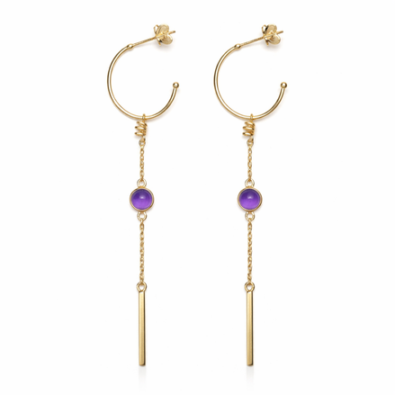 Gold earrings with amethyst
