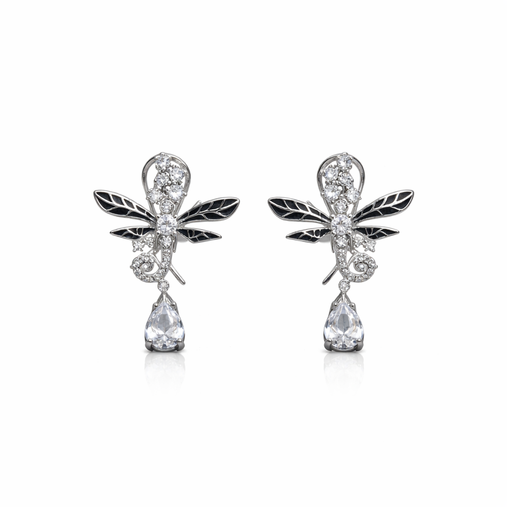 Dragonfly silver earrings
