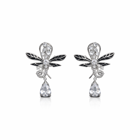 Dragonfly silver earrings