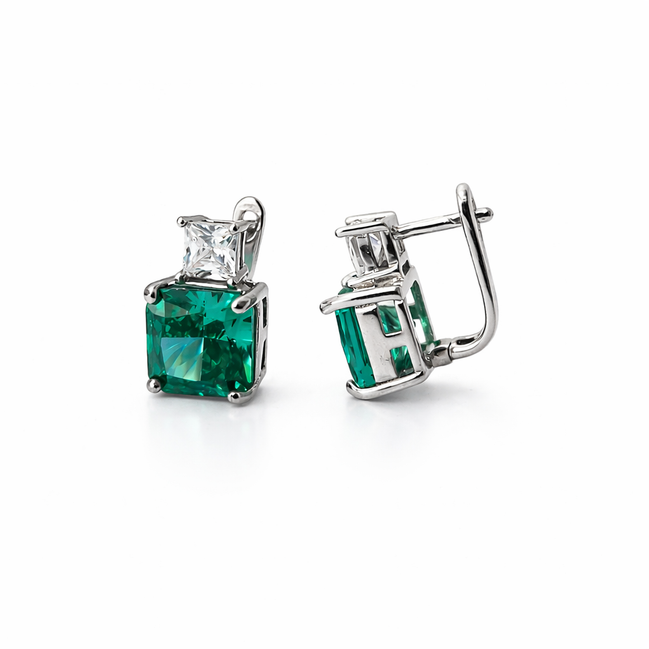 Lab-grown emerald earrings