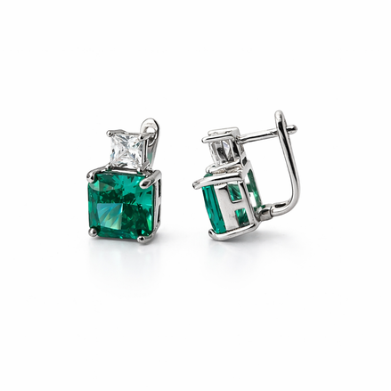 Lab-grown emerald earrings
