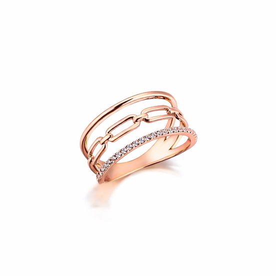 Rose gold ring with chain detail