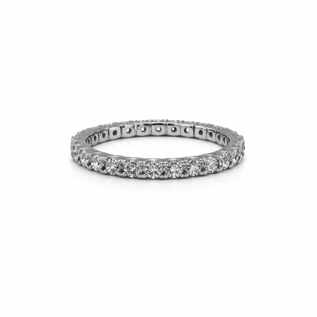 Сребърна халка с кубични циркони (Eternity band)