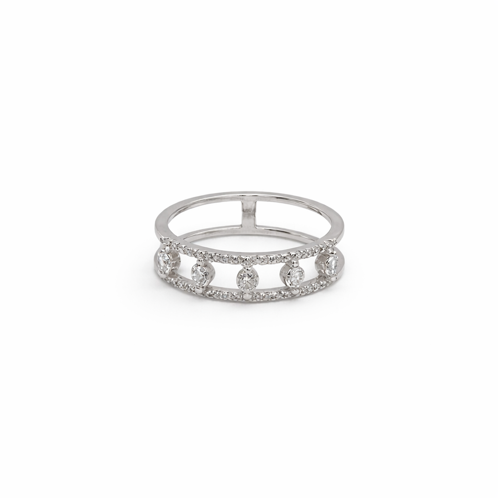 Double silver band with cubic zirconia